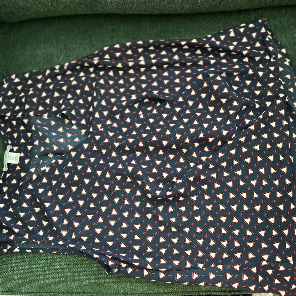 Carolina Belle Navy and Red Geometric Top